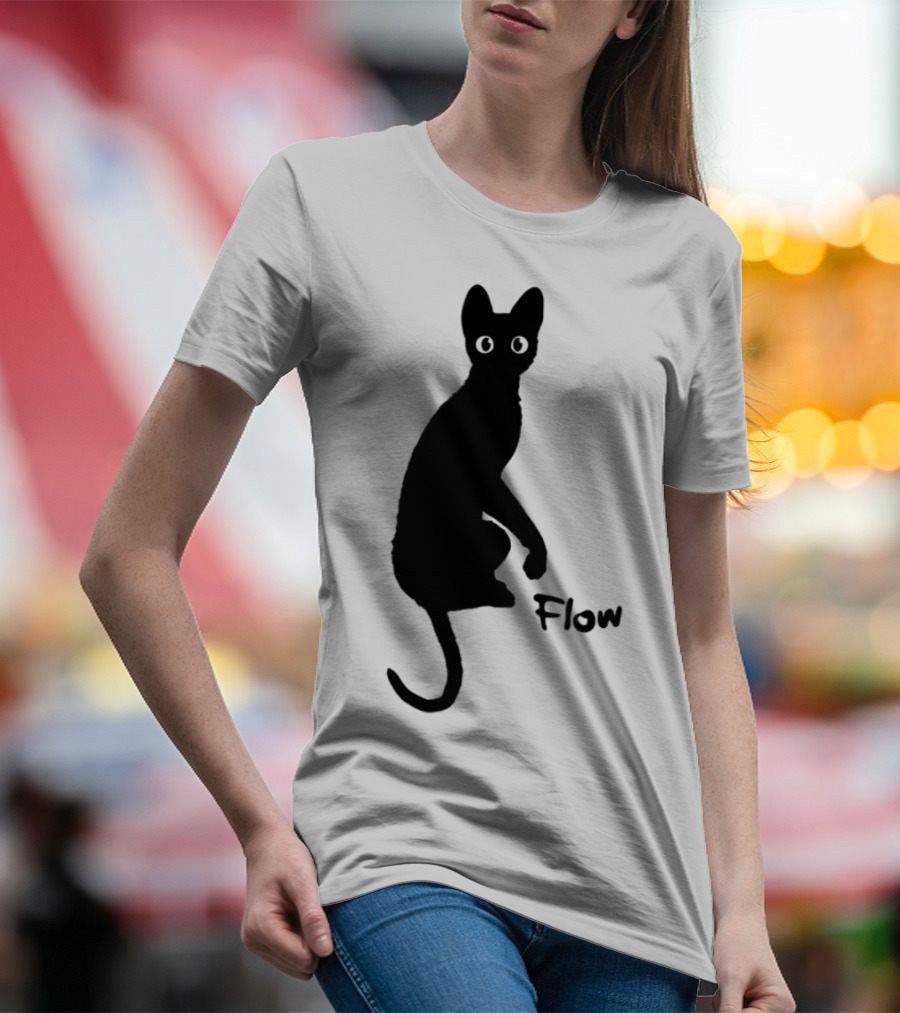 Flow Movie India Ink Cat Silhouette T-Shirt