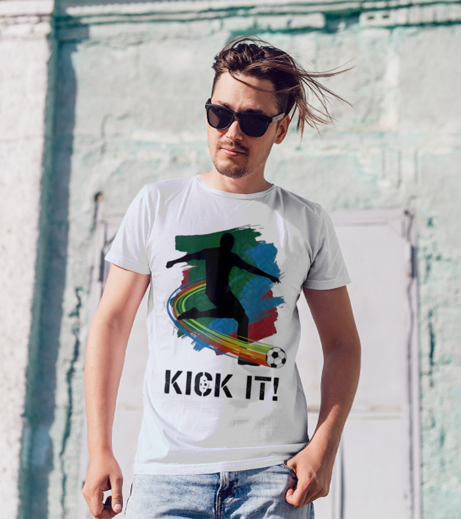 Kick It Soccer Player Rainbow Trail T-Shirt