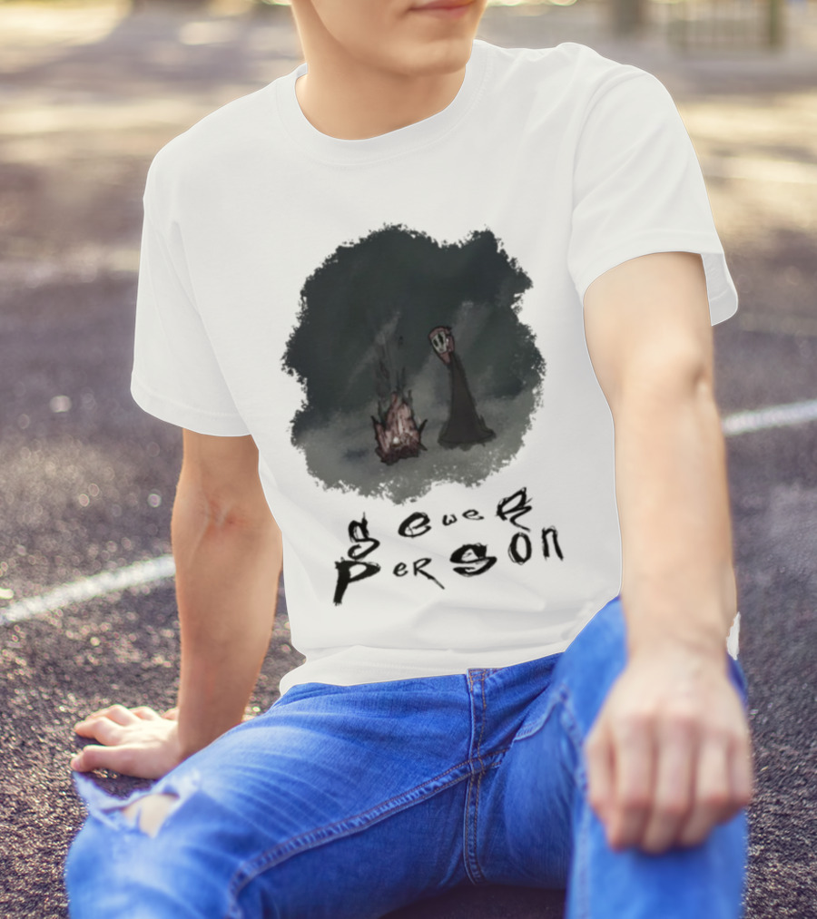 Sewerperson Campfire Mountain Forest Scene T-Shirt