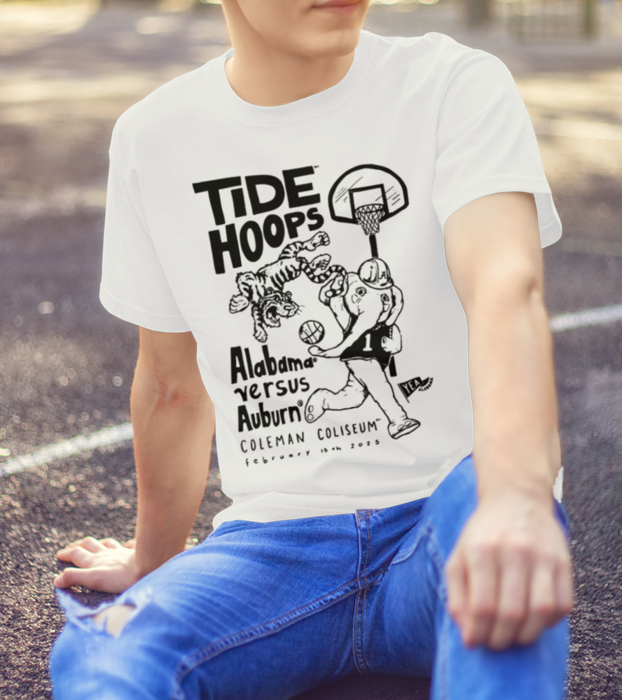 Tide Hoops Alabama Versus Auburn Basketball Showdown Crimson Night T-Shirt