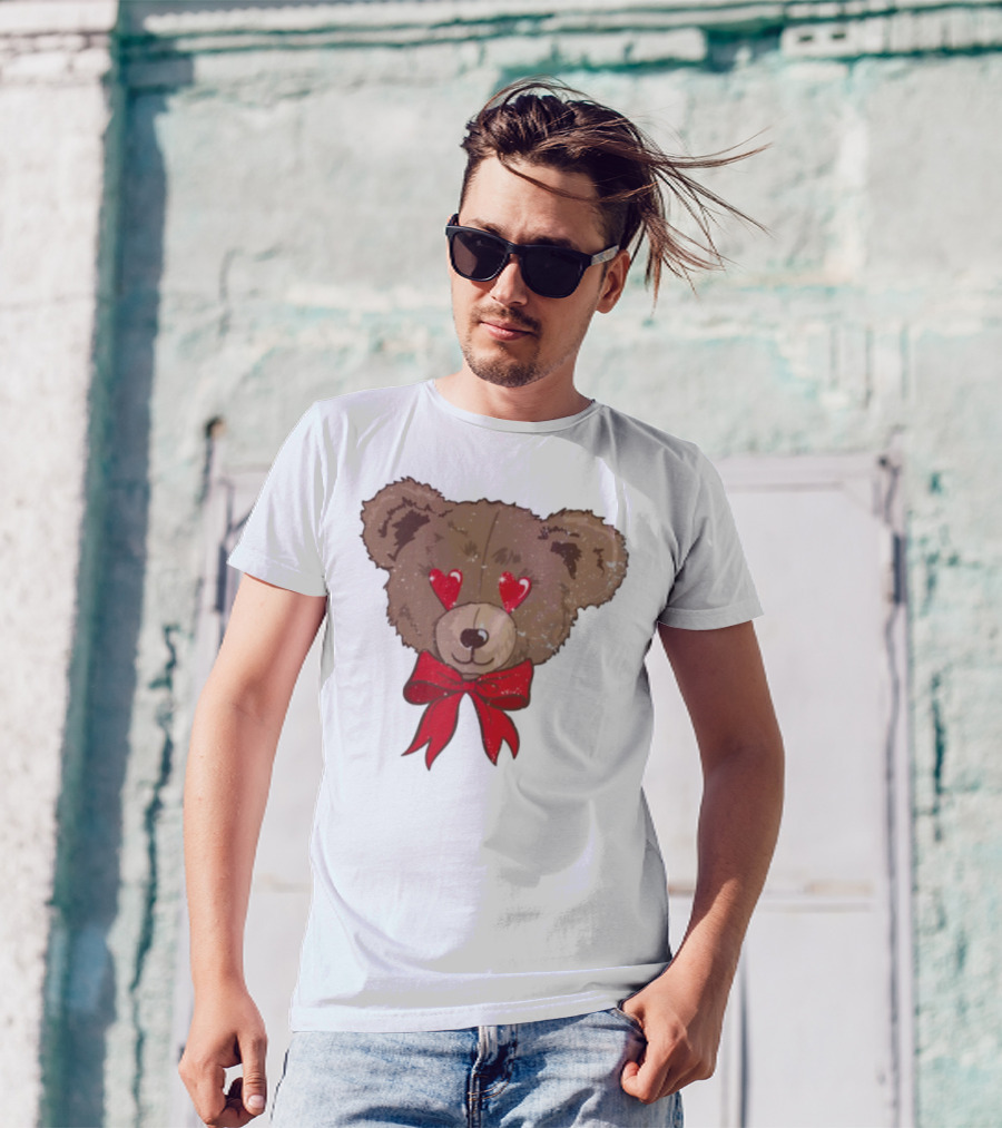 I Love You Beary Much Heart Eyes Teddy Bear Red Bow T-Shirt