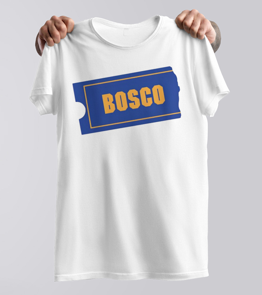 Bosco Blue Ticket Style Bold Text Design T-Shirt