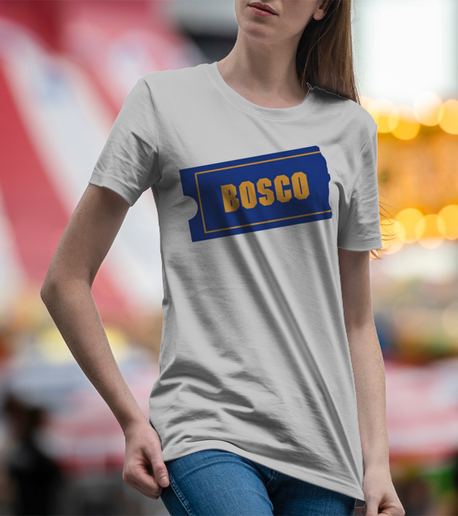 Bosco Blue Ticket Style Bold Text Design T-Shirt