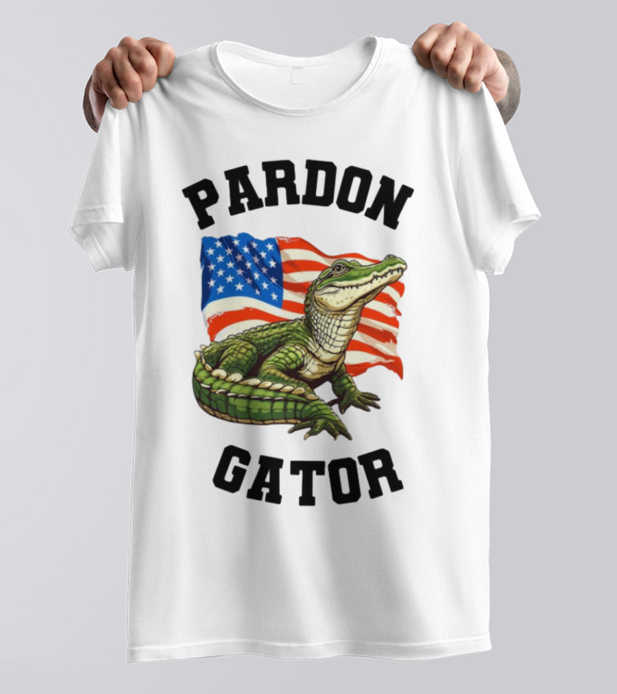 Patriotic American Flag Alligator Pardon Gator T-Shirt