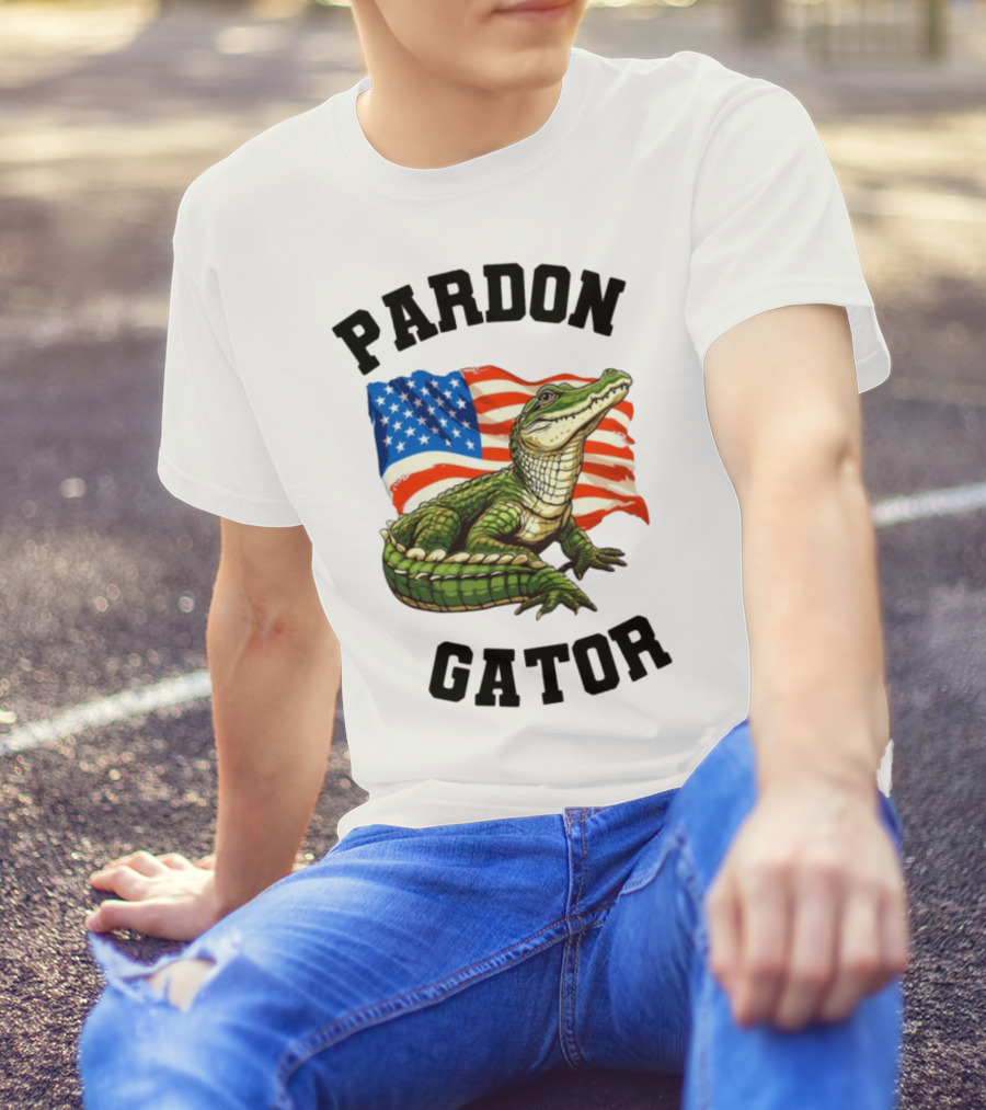 Patriotic American Flag Alligator Pardon Gator T-Shirt