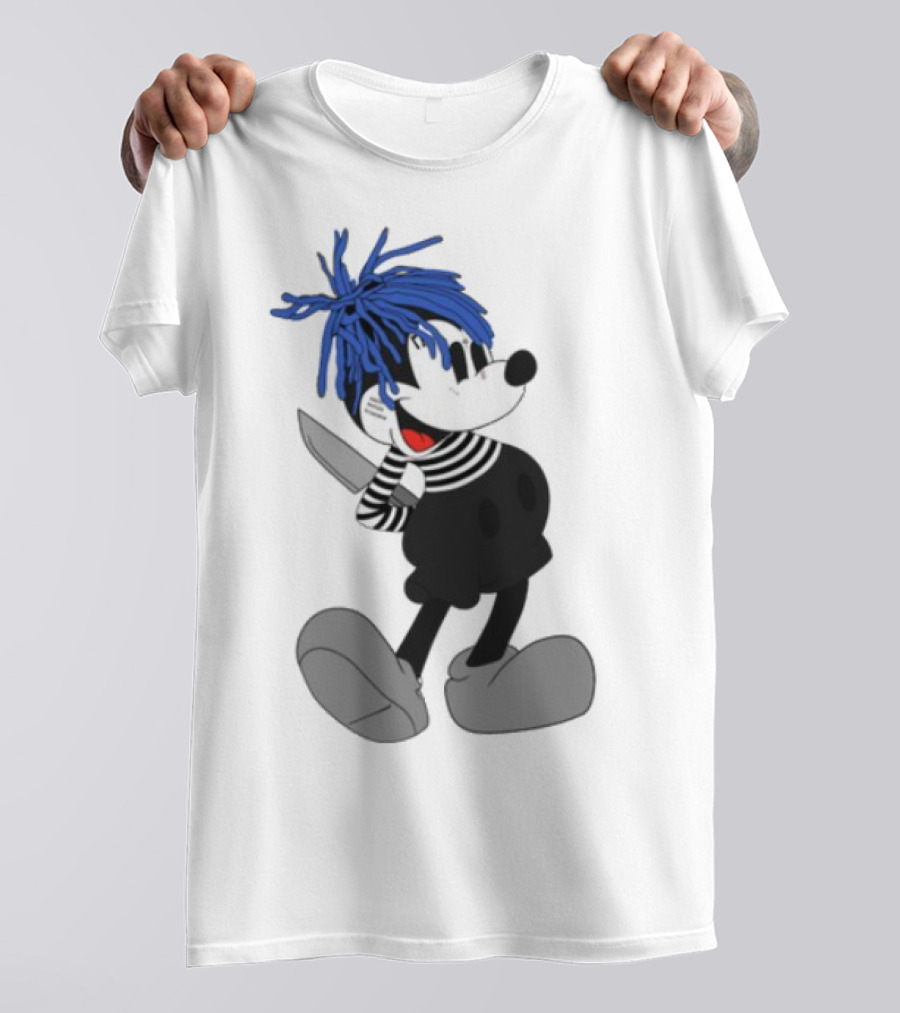 Revenge X Sad Mickey Mouse Knife Emotive Punk Mashup T-Shirt