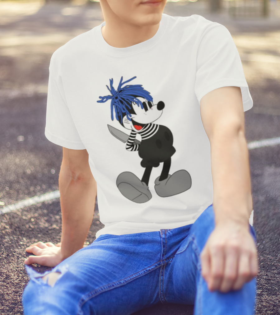 Revenge X Sad Mickey Mouse Knife Emotive Punk Mashup T-Shirt