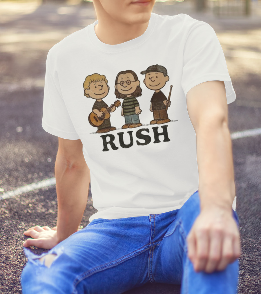 Charlie Brown Peanuts Characters Styled As Rush Band Members T-Shirt