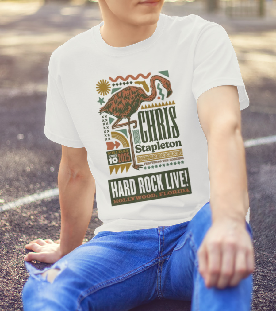 Chris Stapleton Hard Rock Live Hollywood Florida Friday 10 2025 Flamingo T-Shirt