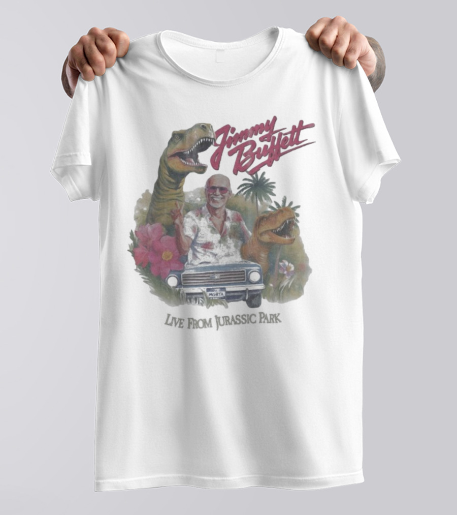 Jimmy Buffett Tropical Dino Adventure With T-Rex And Velociraptor T-Shirt