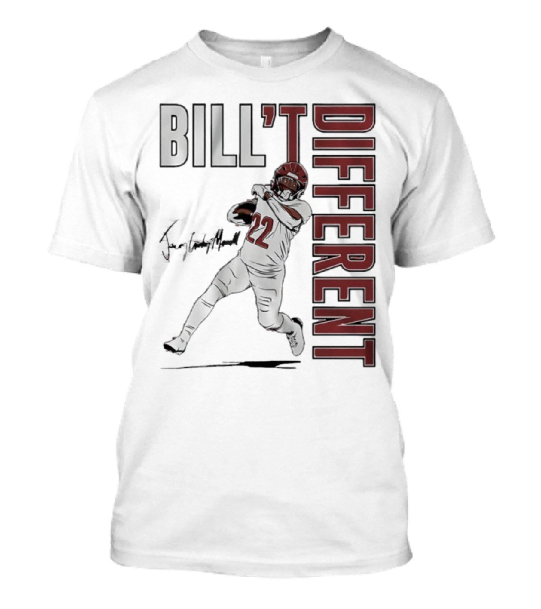 Jacory Croskey-Merritt Bill’t Different Number 22 Football Signature T-Shirt