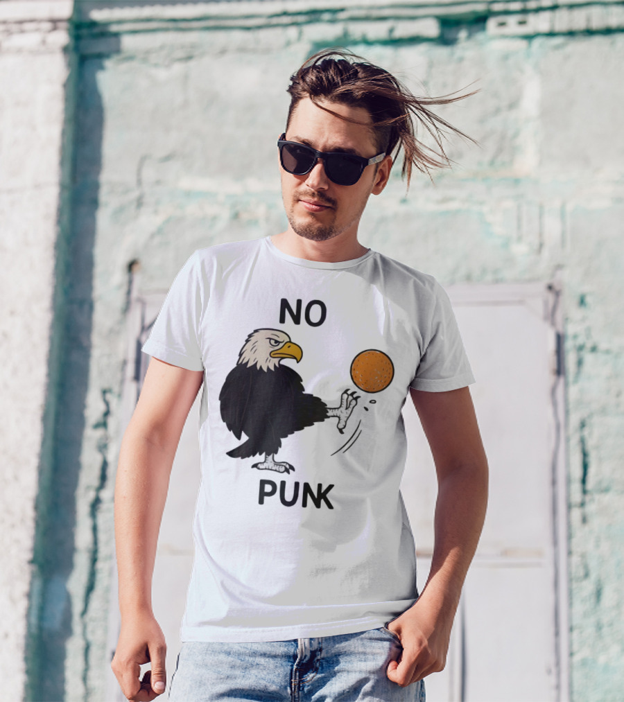 Bald Eagle Kicking Orange Ball No Punk T-Shirt