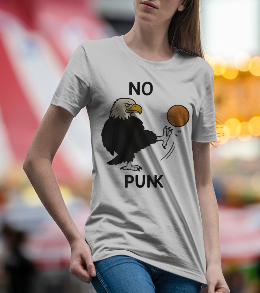 Bald Eagle Kicking Orange Ball No Punk T-Shirt