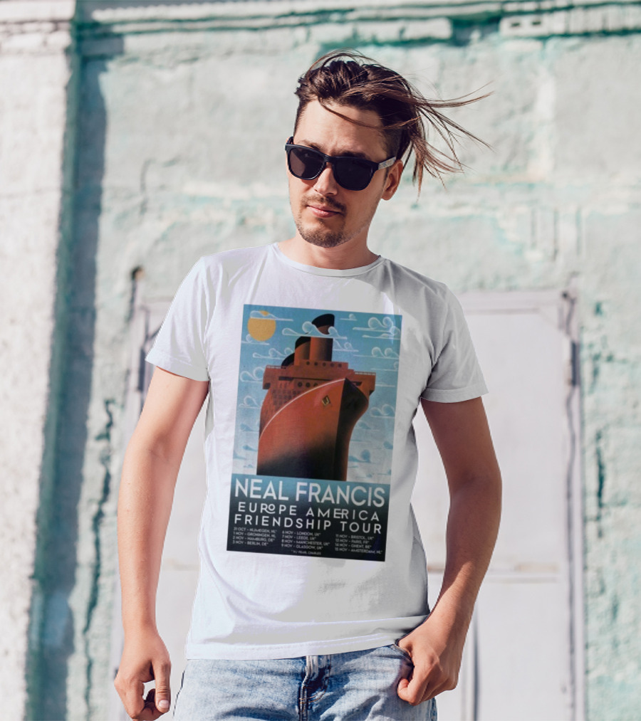Neal Francis Europe America Friendship Tour 2025 Ship Artwork With Tour Dates T-Shirt