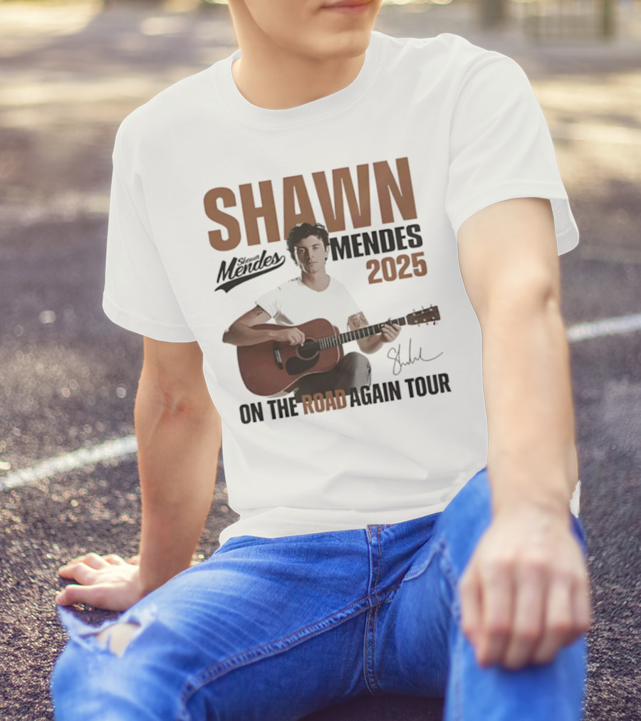 Shawn Mendes 2025 On The Road Again Tour Signature T-Shirt