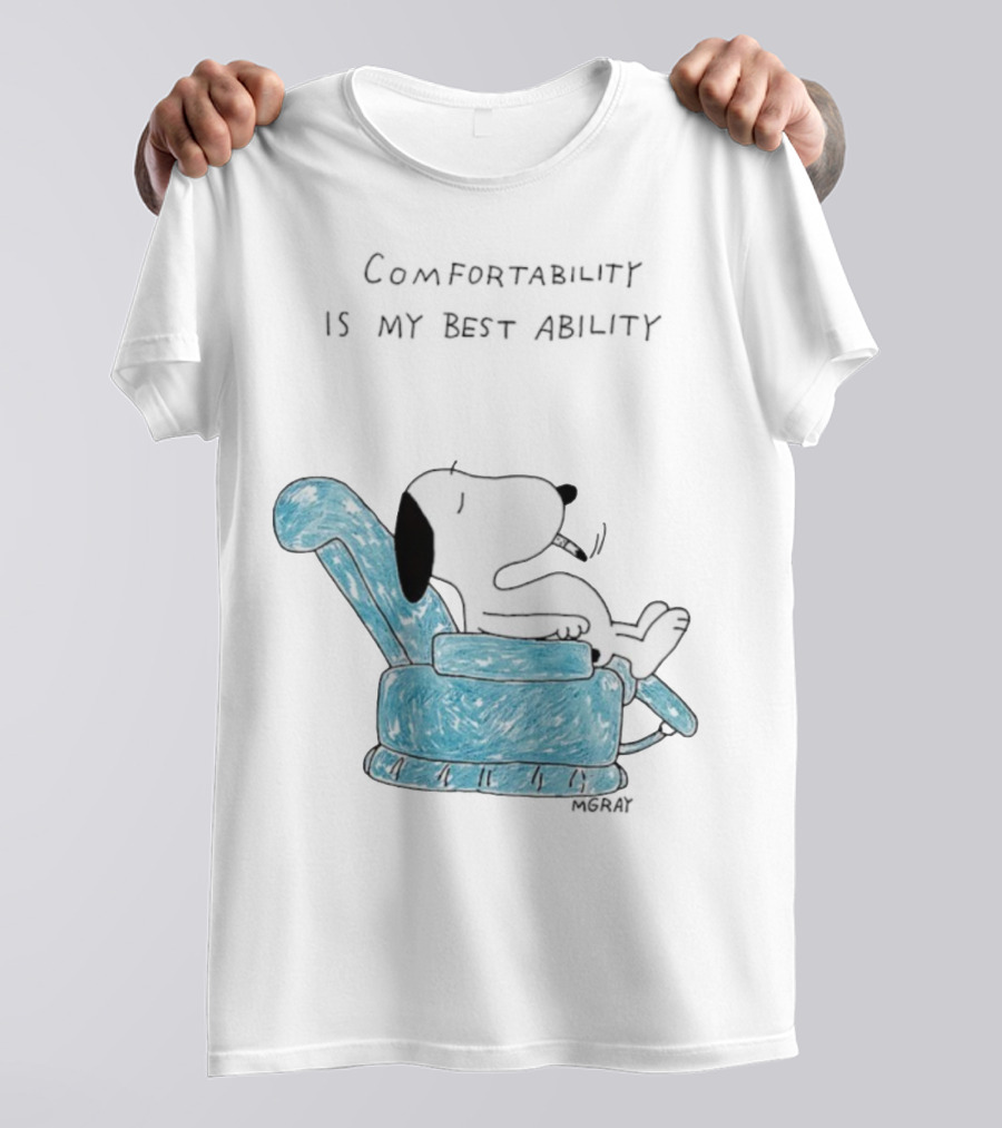 Snoopy Comfortability Is My Best Ability Relaxed Snoopy In Blue Chair T-Shirt