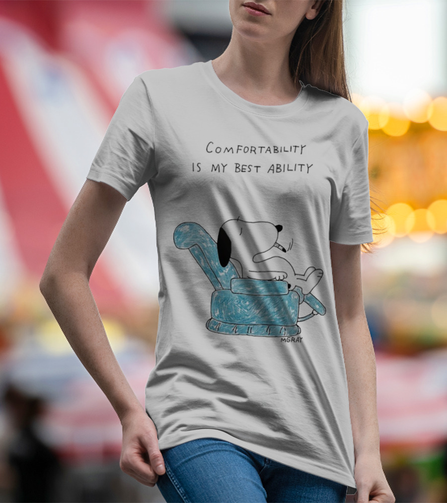 Snoopy Comfortability Is My Best Ability Relaxed Snoopy In Blue Chair T-Shirt