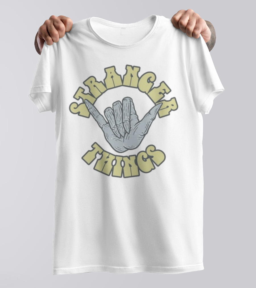Stranger Things Skull Hand Gesture Graphic T-Shirt