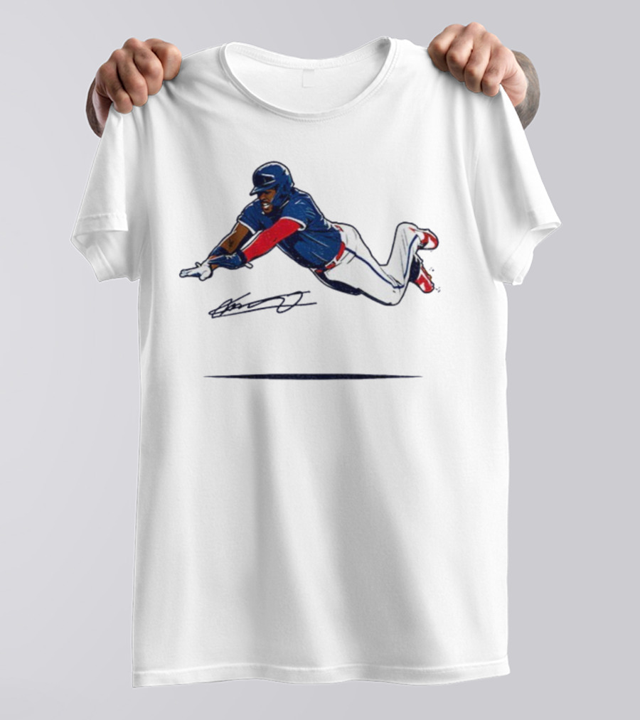 Vladimir Guerrero Jr Superman Flying Slide Toronto Blue Jays Signature T-Shirt