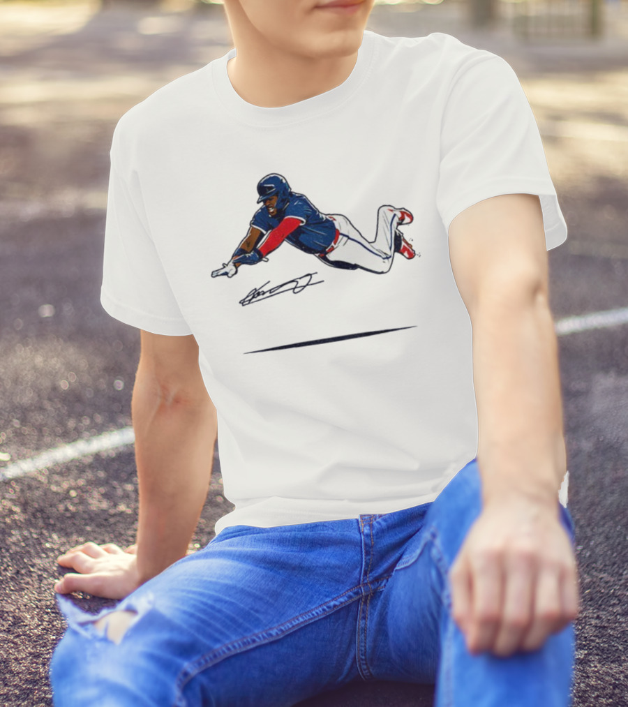 Vladimir Guerrero Jr Superman Flying Slide Toronto Blue Jays Signature T-Shirt