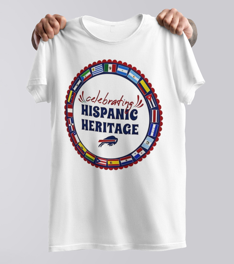 Celebrating Hispanic Heritage Buffalo Bills Flags Circle T-Shirt