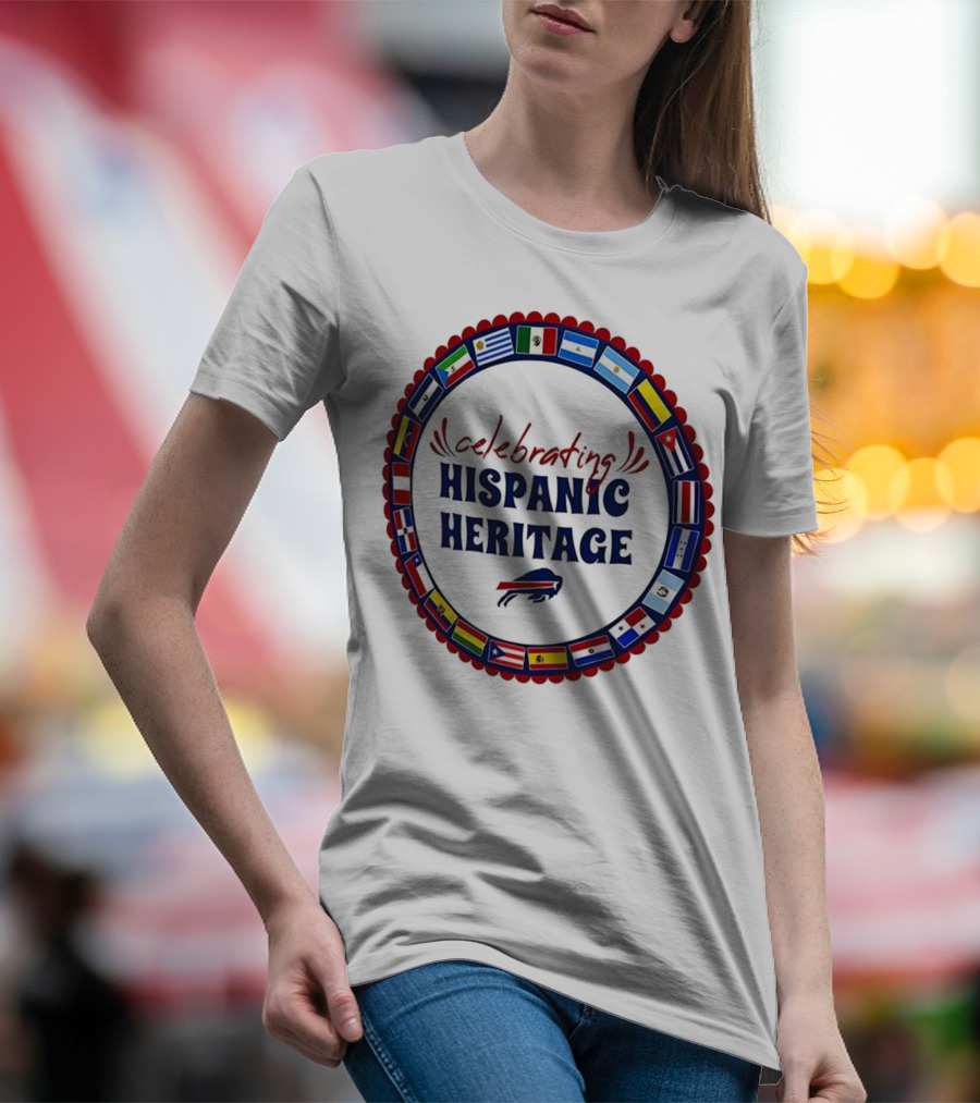 Celebrating Hispanic Heritage Buffalo Bills Flags Circle T-Shirt