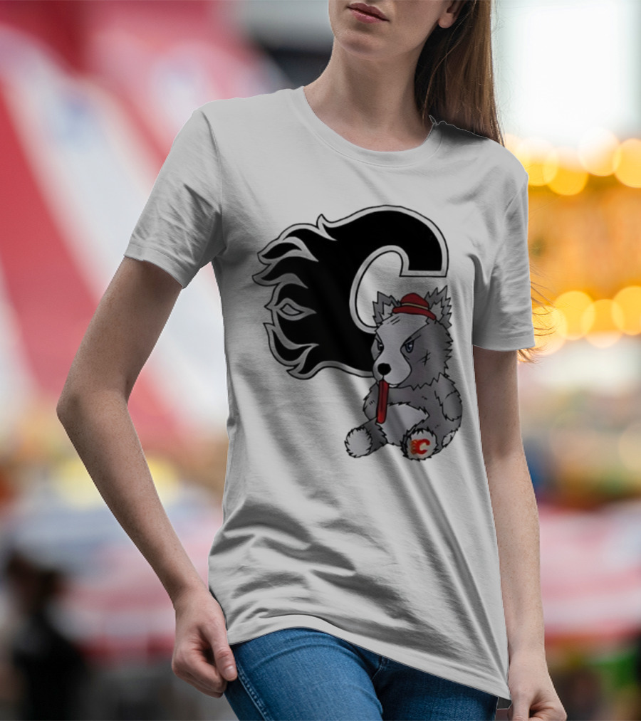 Calgary Flames Harvey The Hound With C Flame Logo T-Shirt