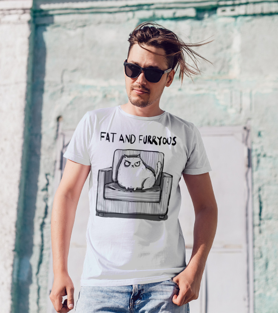 Fat And Furrous Cat On Chair T-Shirt