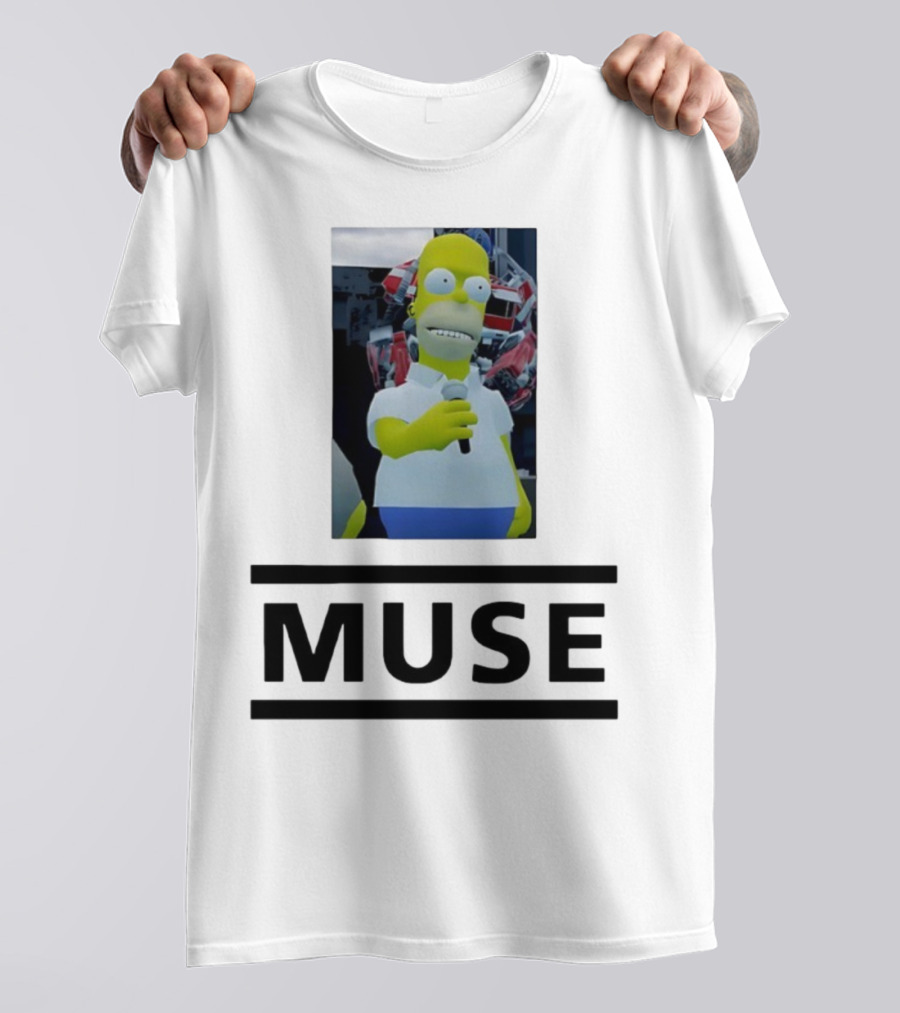 Homer Simpson Holding Microphone Muse Band Crossover T-Shirt