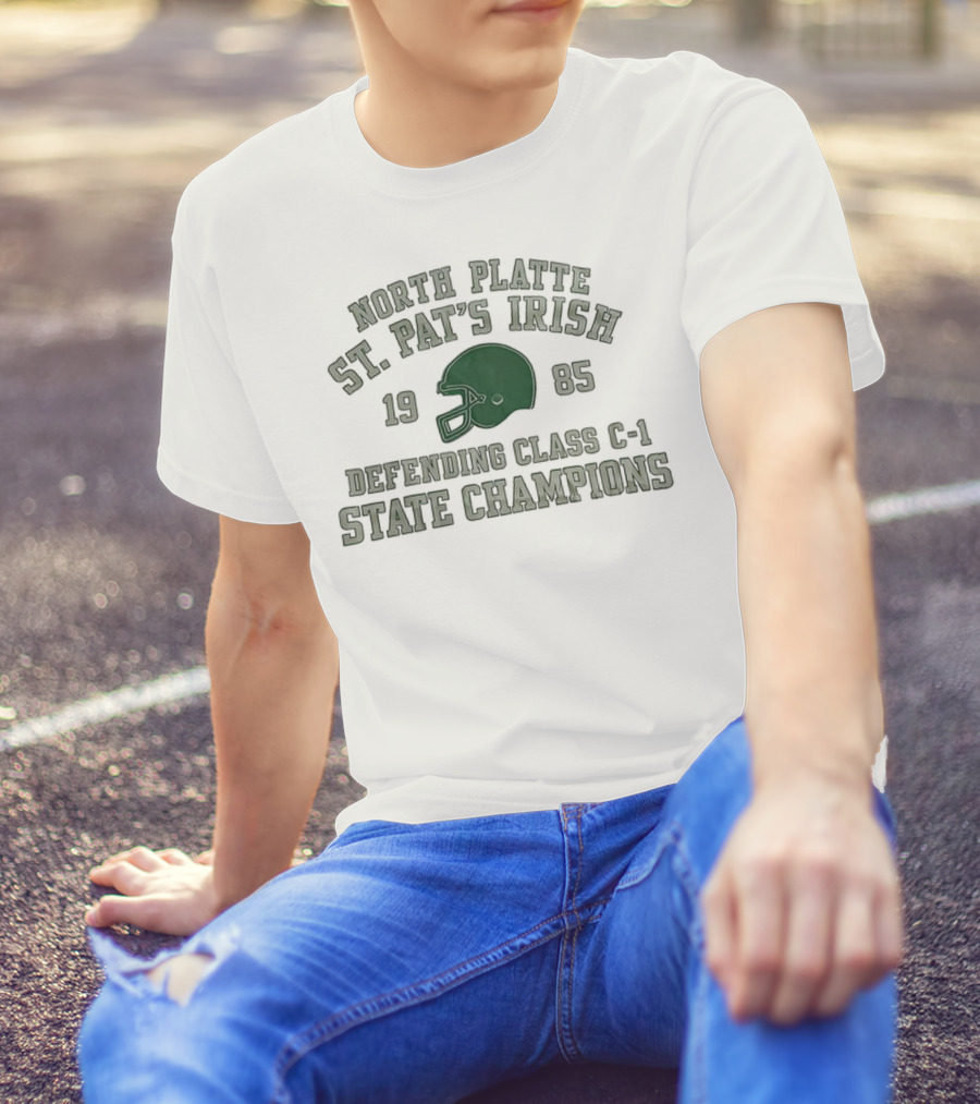 North Platte St. Pat's Irish 1985 Defending Class C-1 State Champions T-Shirt