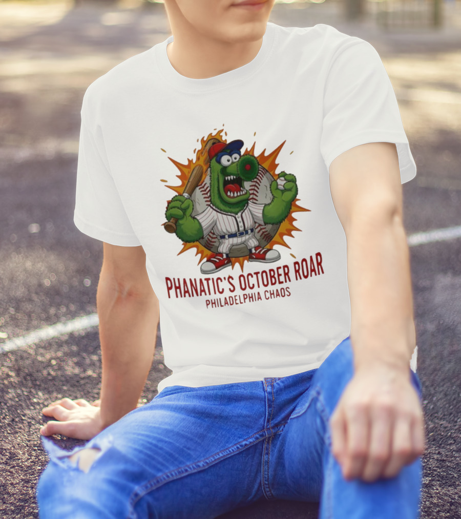 Philadelphia Phillies Baseball Phanatic's October Roar Philadelphia Chaos Mascot T-Shirt