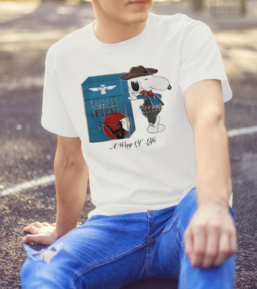Snoopy Natural American Spirit A Way Of Life Cowboy Blue T-Shirt