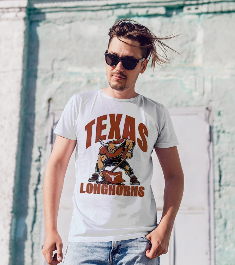 Texas Longhorns Football Youth Mascot Planting Flag T-Shirt