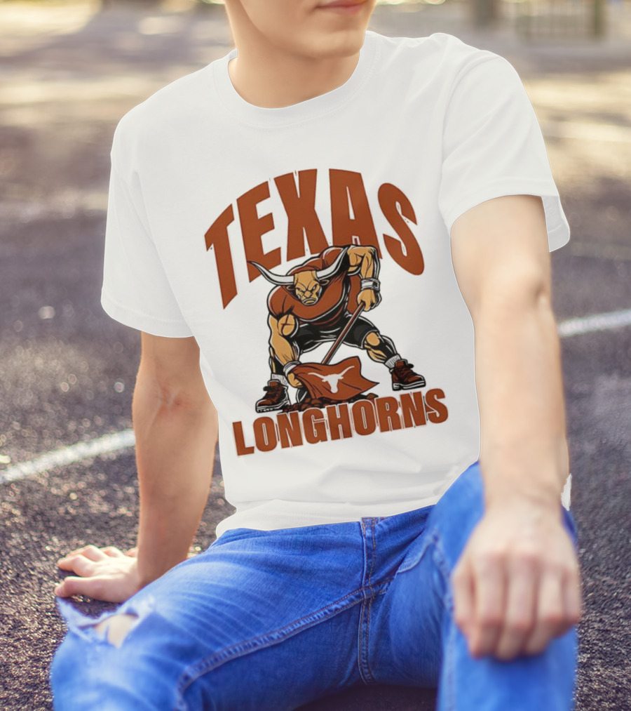 Texas Longhorns Football Youth Mascot Planting Flag T-Shirt