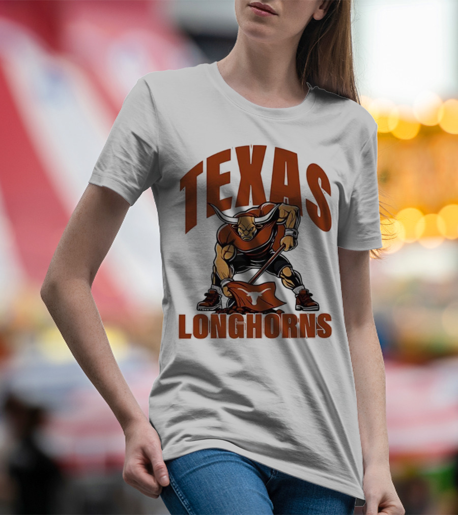 Texas Longhorns Football Youth Mascot Planting Flag T-Shirt
