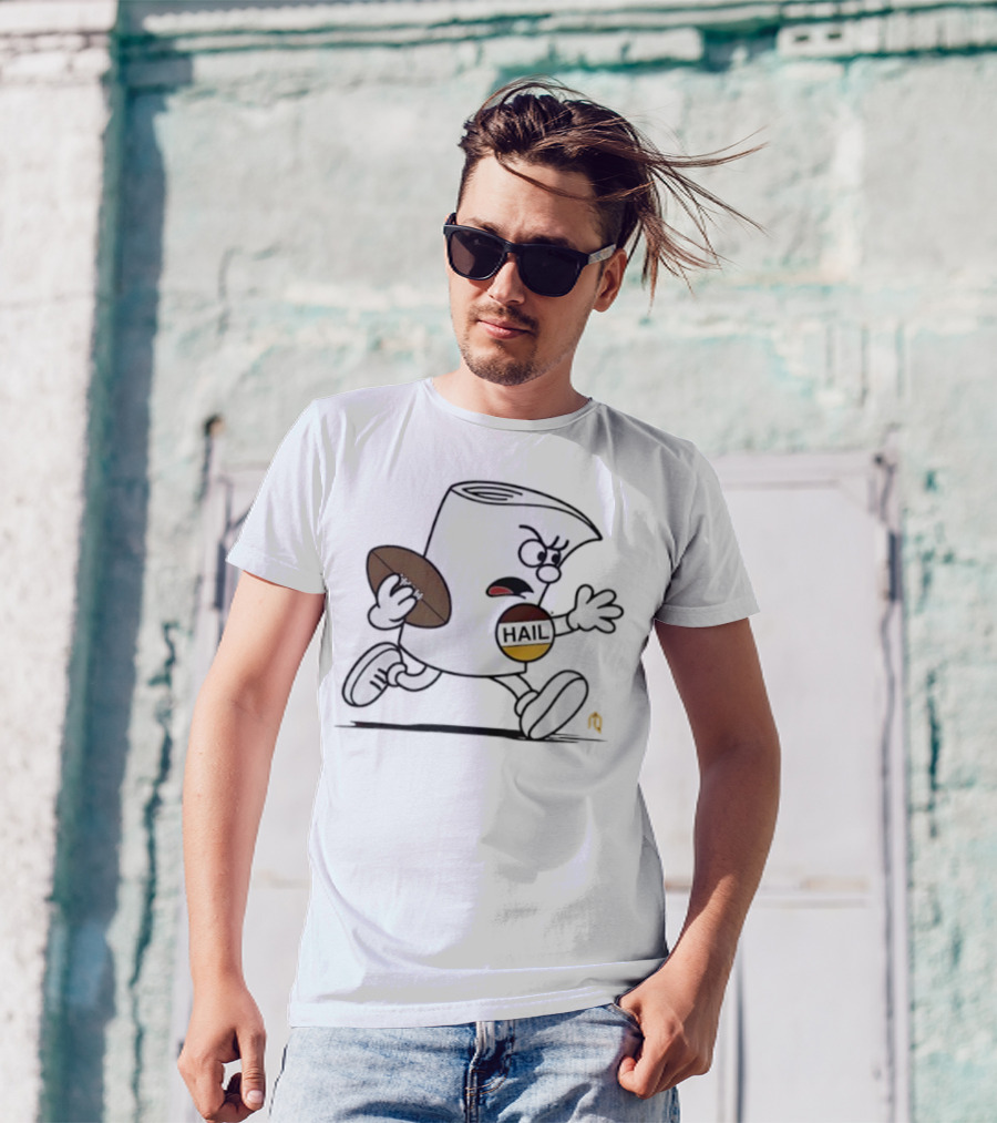 Washington Hail Running Icon With Football Comic Style T-Shirt