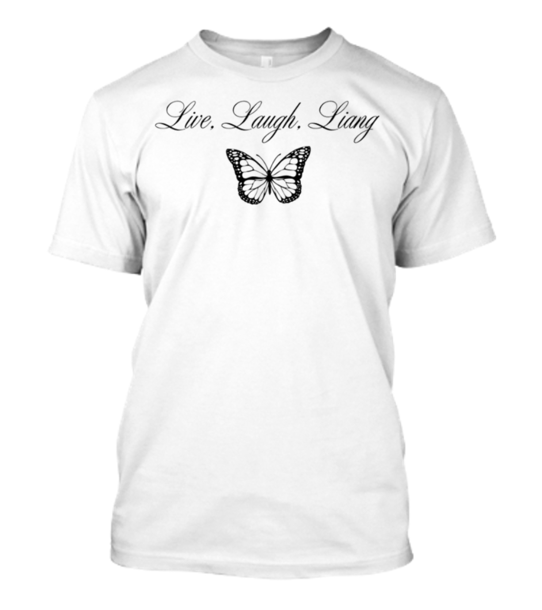 Live Laugh Liang Butterfly Motif T-Shirt