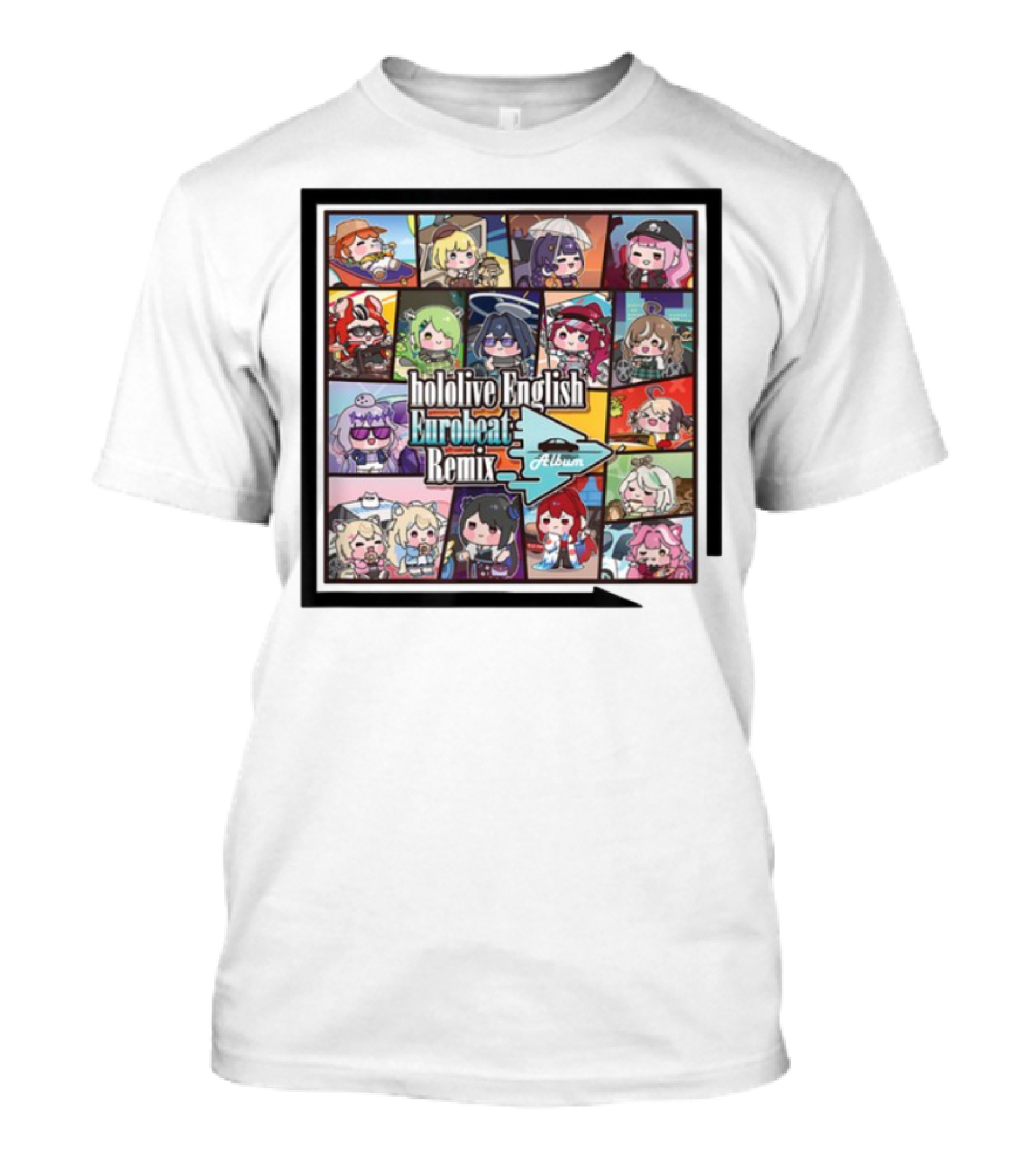 Hololive English Eurobeat Remix Album Characters Compilation T-Shirt