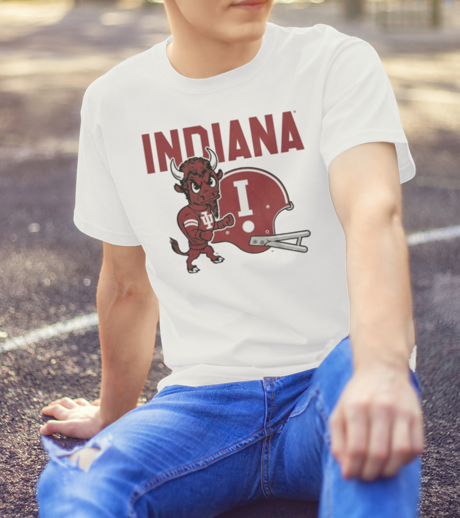 Indiana Hoosiers Bison Mascot And Football Helmet T-Shirt