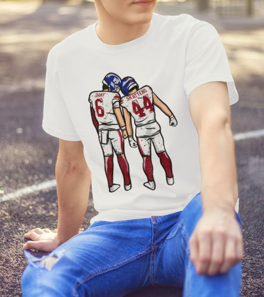 Jaxson Dart Cam Skattebo Number 6 44 New York Football Players Pose NFL Inspired T-Shirt
