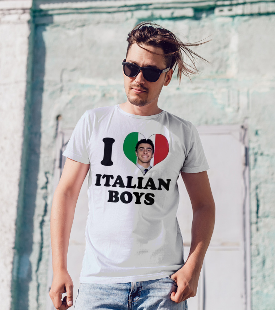 Luici Mangione I Love Italian Boys Heart Italy Flag T-Shirt