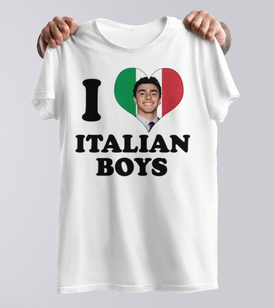 Luici Mangione I Love Italian Boys Heart Italy Flag T-Shirt