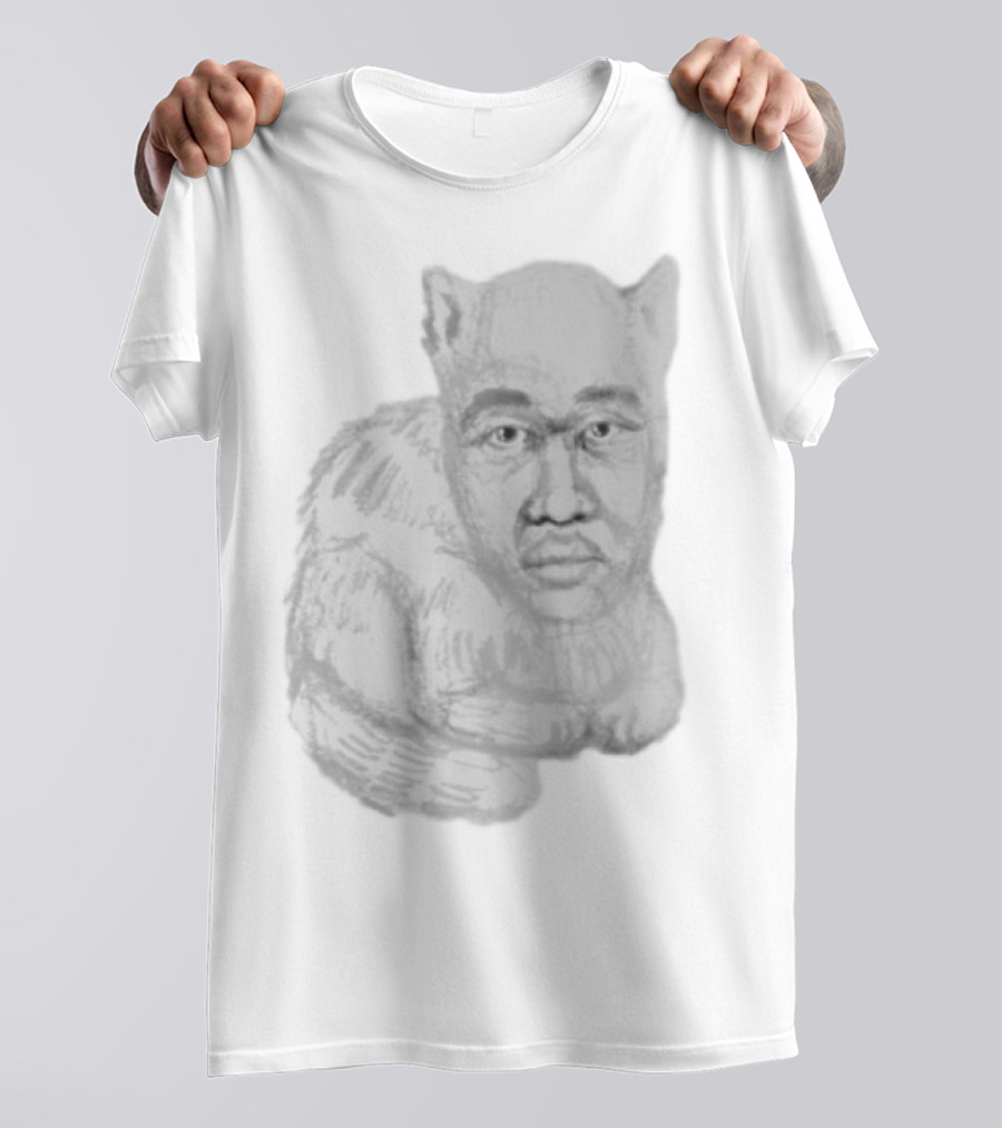 Mcfreakery Cat With Human Face Sketch T-Shirt