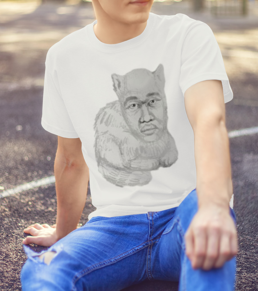 Mcfreakery Cat With Human Face Sketch T-Shirt