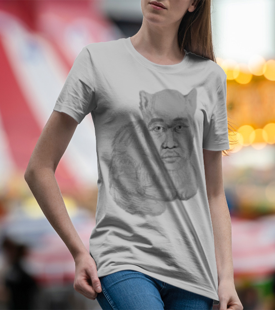 Mcfreakery Cat With Human Face Sketch T-Shirt