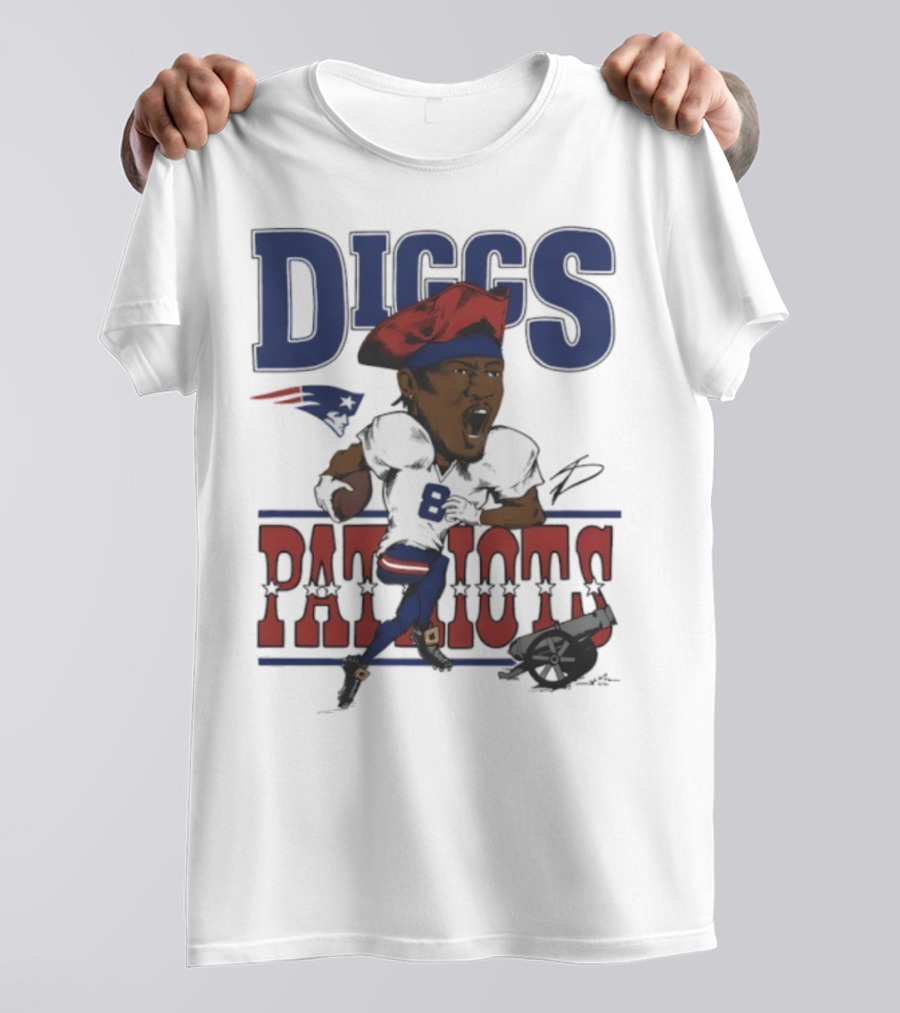 New England Patriots Diggs Signature Football Art T-Shirt