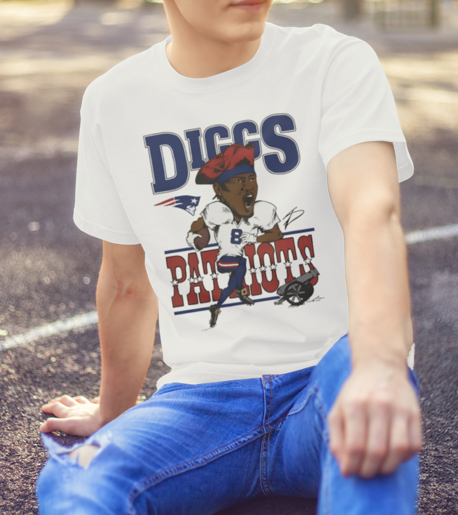 New England Patriots Diggs Signature Football Art T-Shirt