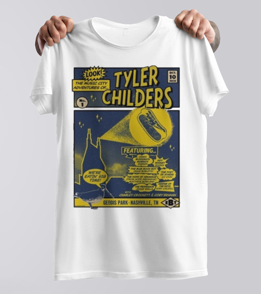 The Music City Adventures Of Tyler Childers Geodis Park Nashville TN October 10 2025 Featuring Charley Crockett Cory Branan T-Shirt