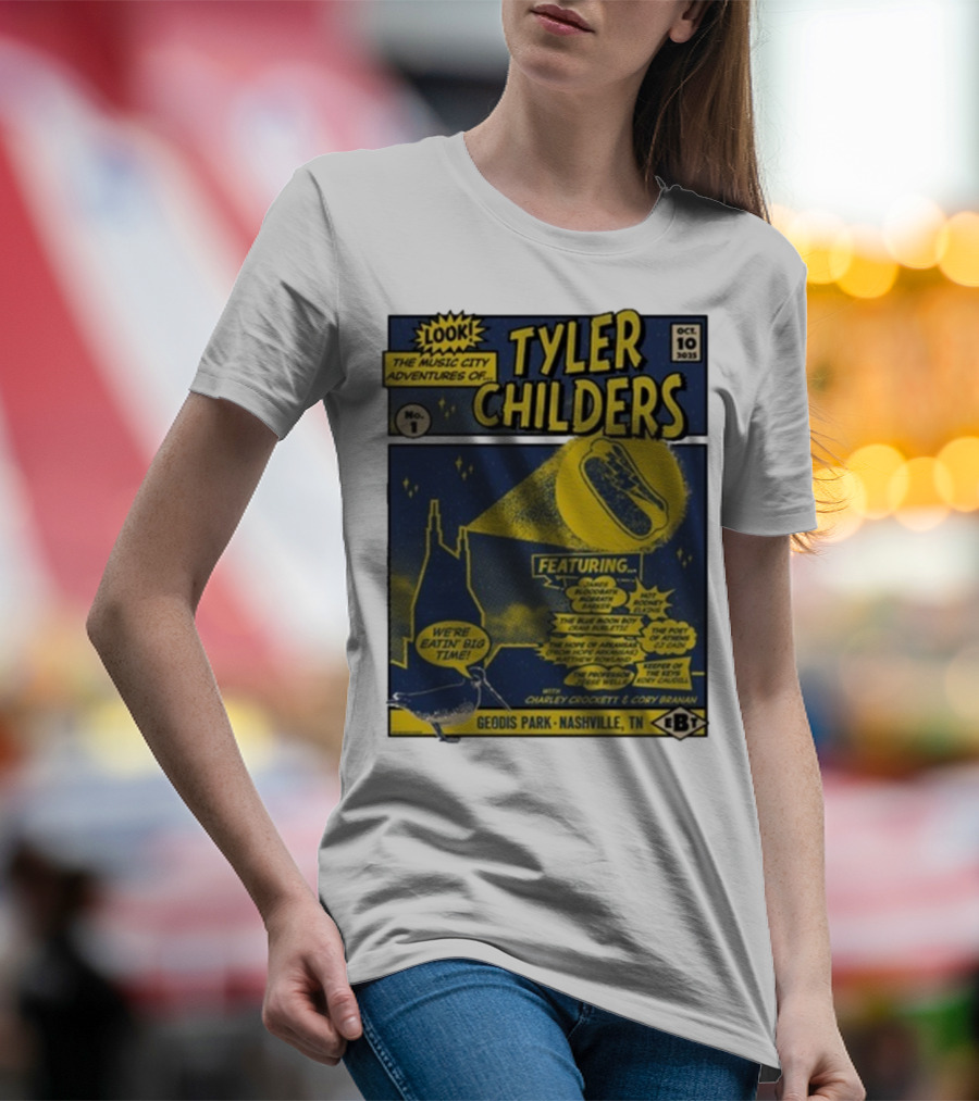 The Music City Adventures Of Tyler Childers Geodis Park Nashville TN October 10 2025 Featuring Charley Crockett Cory Branan T-Shirt