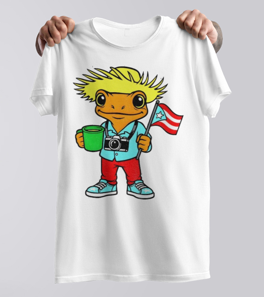 Bad Bunny Puerto Rico Super Bowl 2025 Coquí Character With Flag And Camera T-Shirt